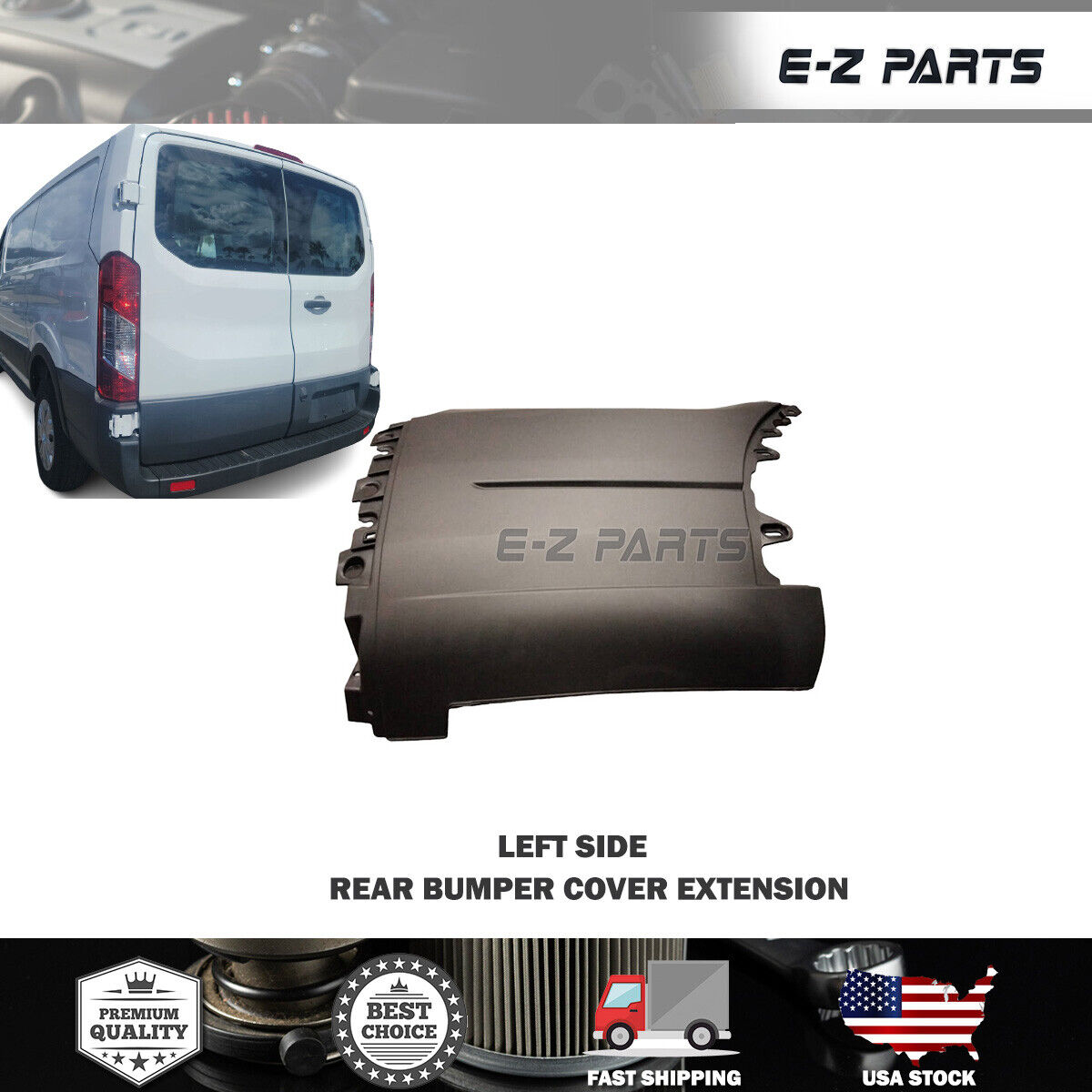 Fit 2015-2019 Ford Transit Rear Bumper Cover Extension Driver Side, Left Side