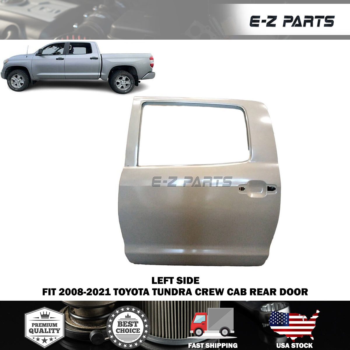 Fit 2008-2021 Toyota Tundra Left Rear Door Driver Side LH