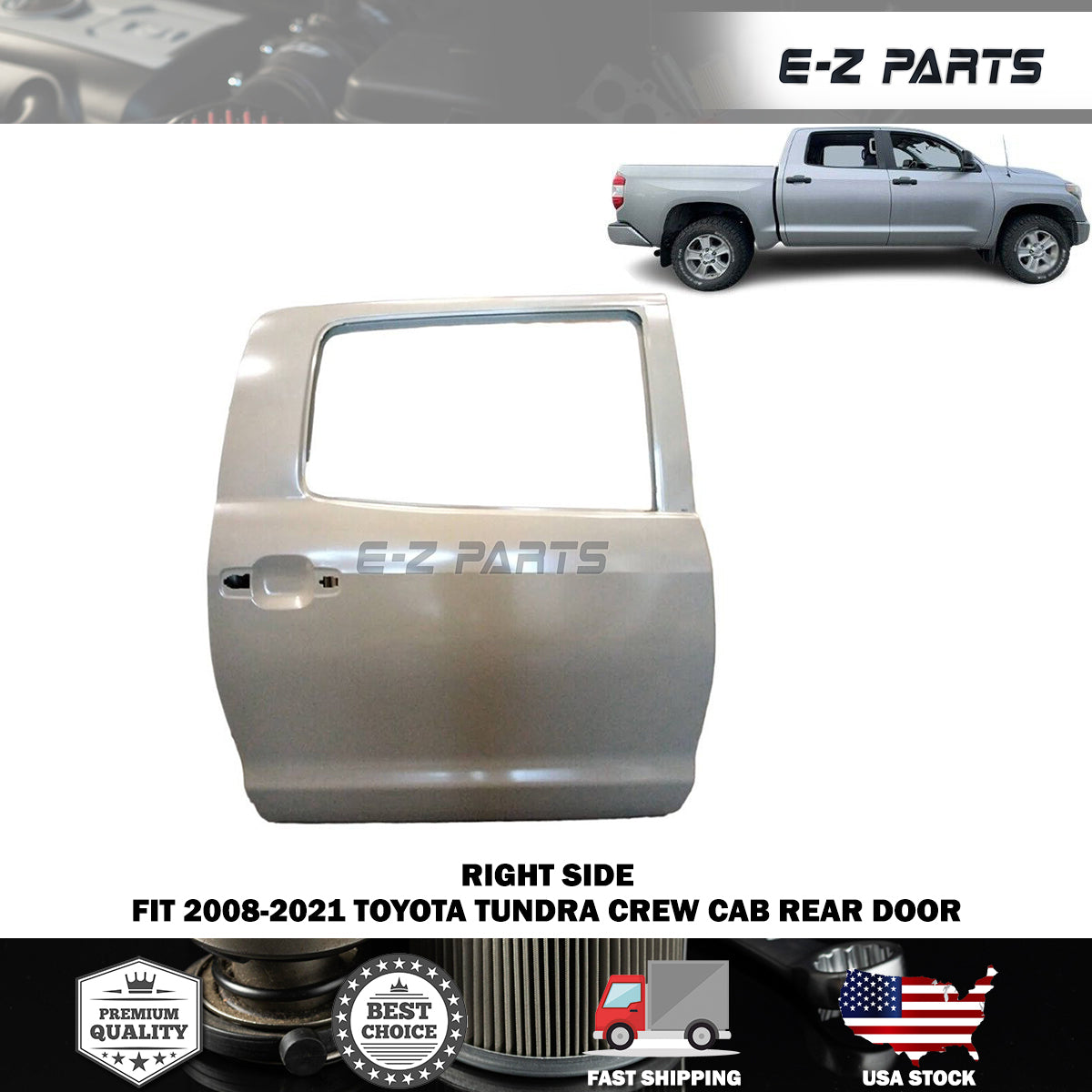 Fit 2008-2021 Toyota Tundra Crew Cab Right Rear Door Passenger Side RH