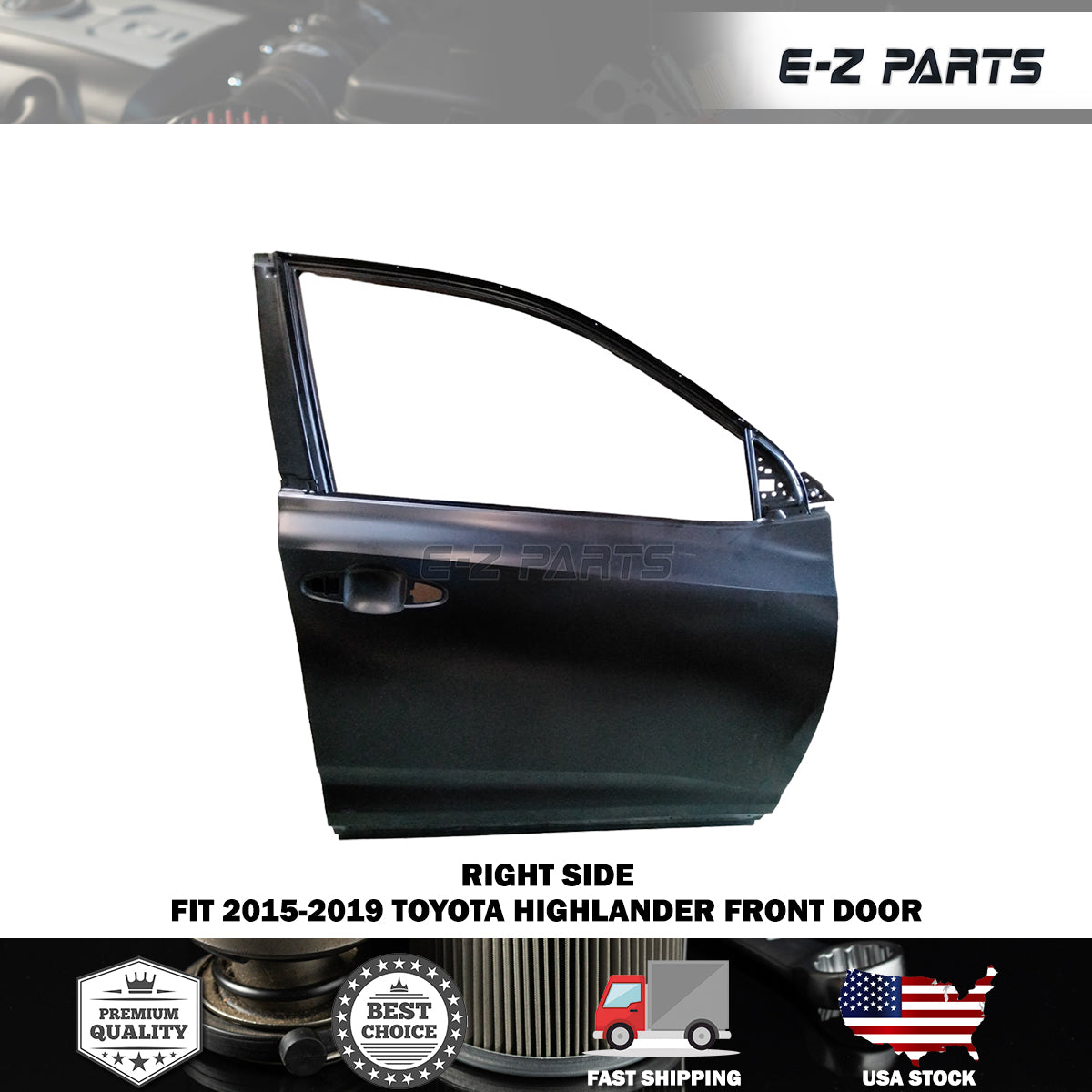 Fit 2015-2019 Toyota Highlander Right Front Door Passenger Side RH