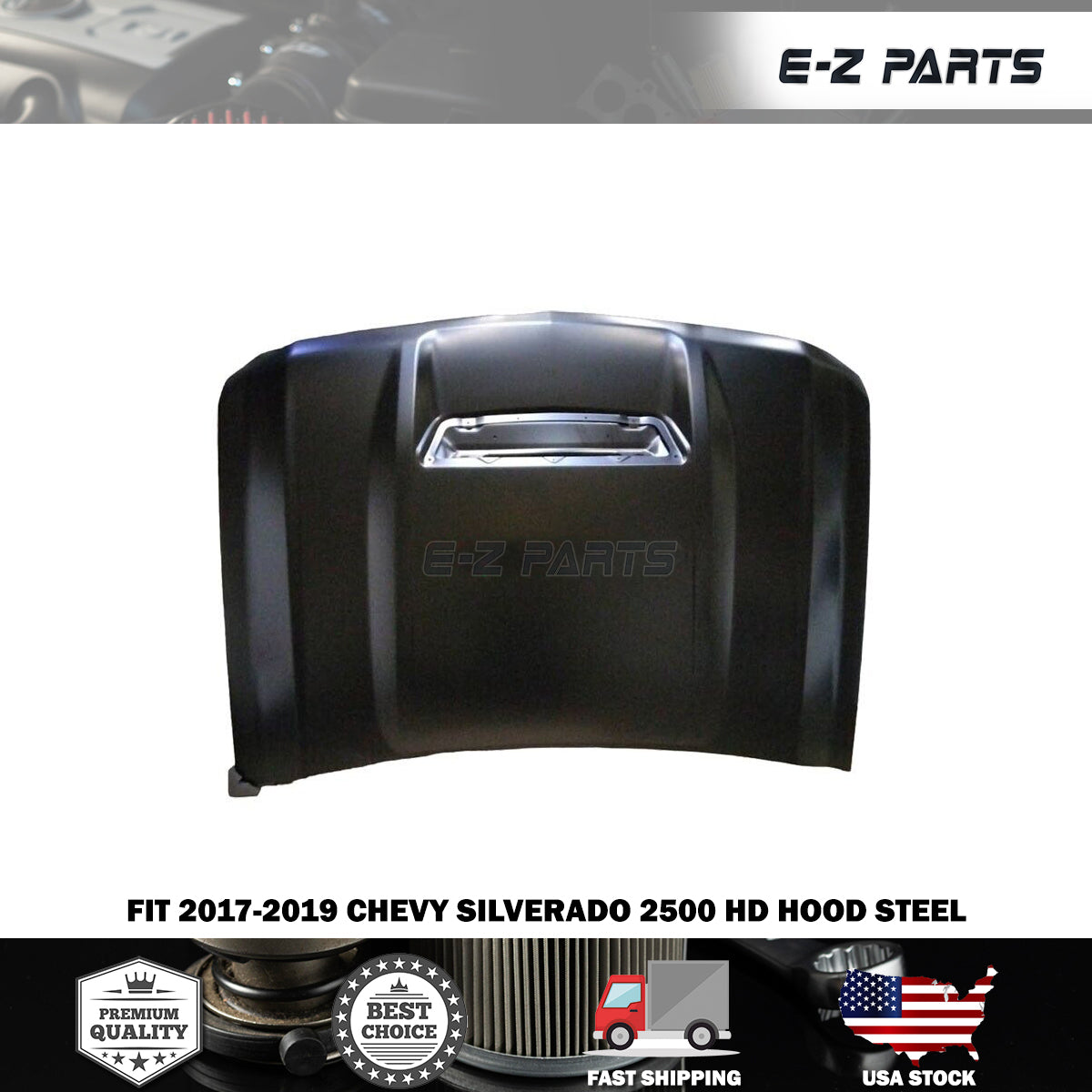 Fit 2017-2019 Chevy Silverado 2500 HD Hood Steel