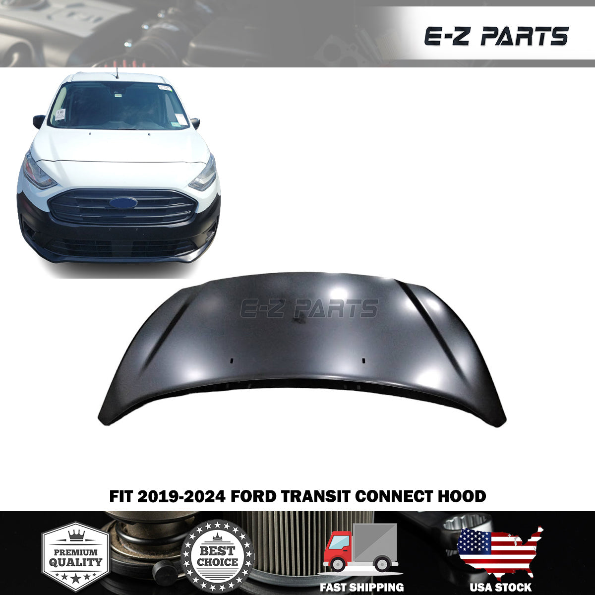 Fit 2019-2024 Ford Transit Connect Hood