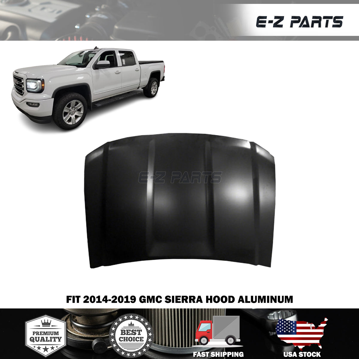 Fit 2014-2019 GMC Sierra Hood Aluminum