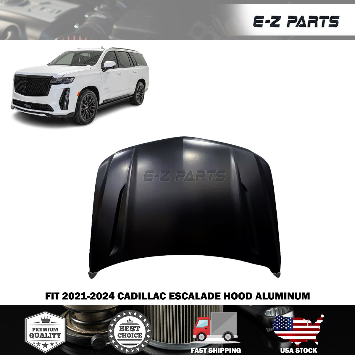 Fit 2021-2024 Cadillac Escalade Hood Aluminum