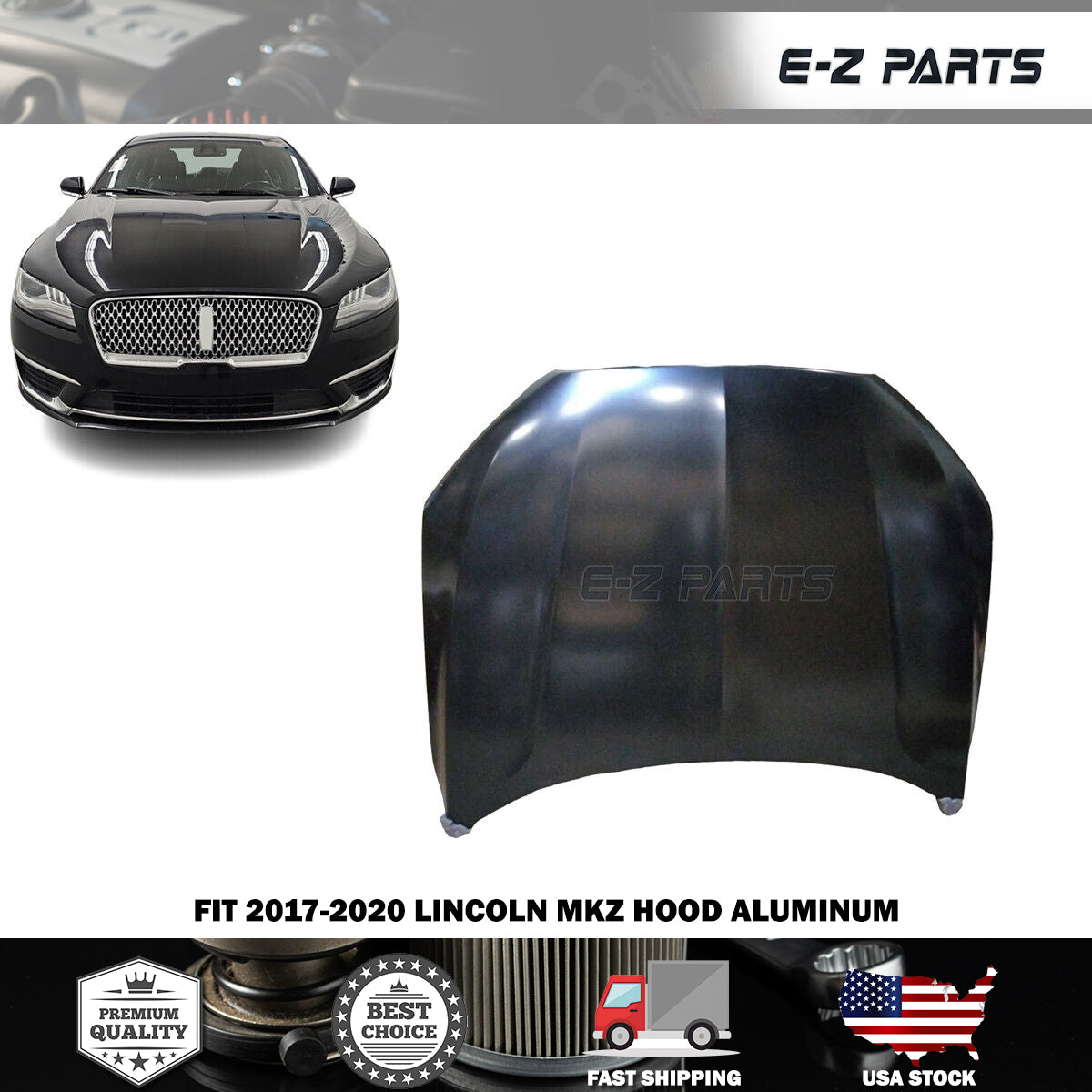 Fit 2017-2020 Lincoln MKZ Hood Aluminum