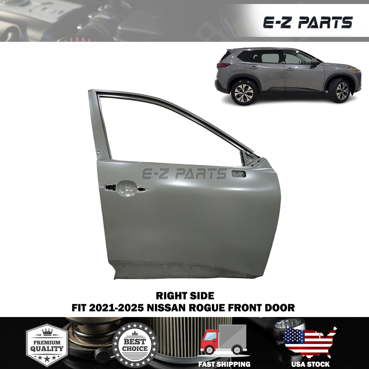 Fit 2021-2025 Nissan Rogue Right Front Door Passenger Side RH