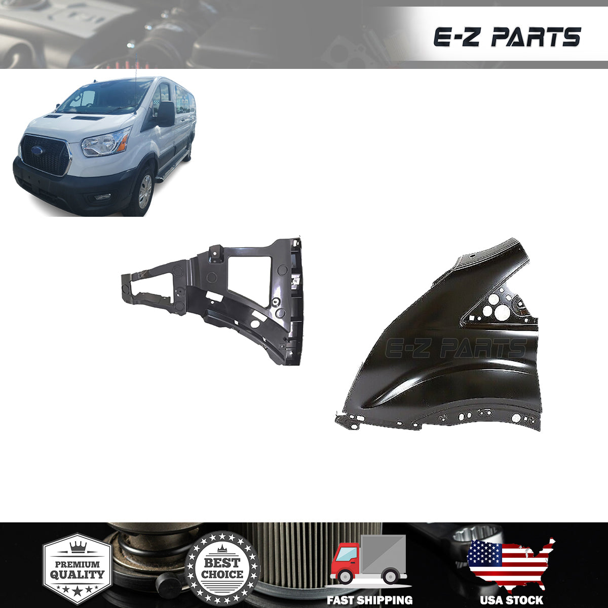 Fit 2020-2023 Ford Transit Left Fender and Bumper Bracket