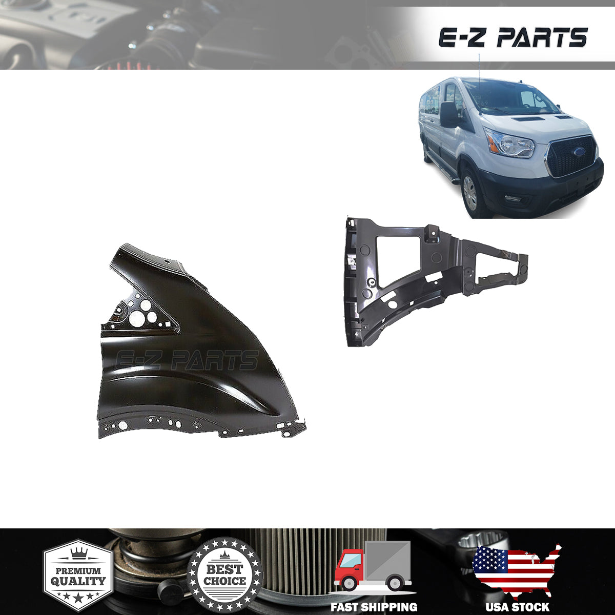 Fit 2020-2023 Ford Transit Right Fender and Bumper Bracket