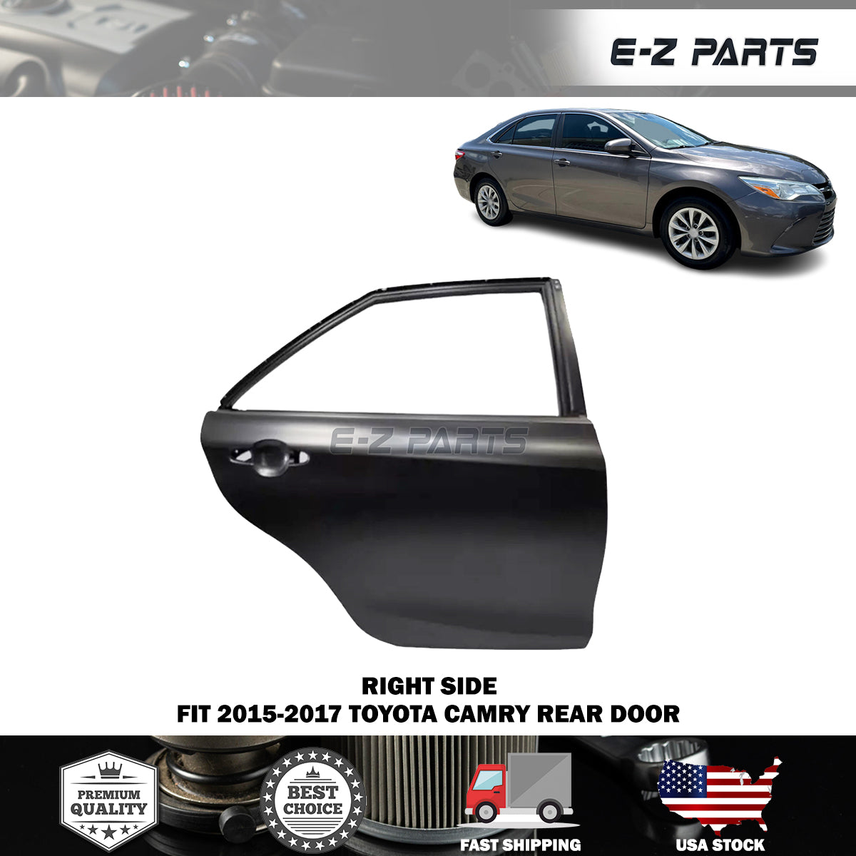 Fit 2015-2017 Toyota Camry Right Rear Door Passenger Side RH