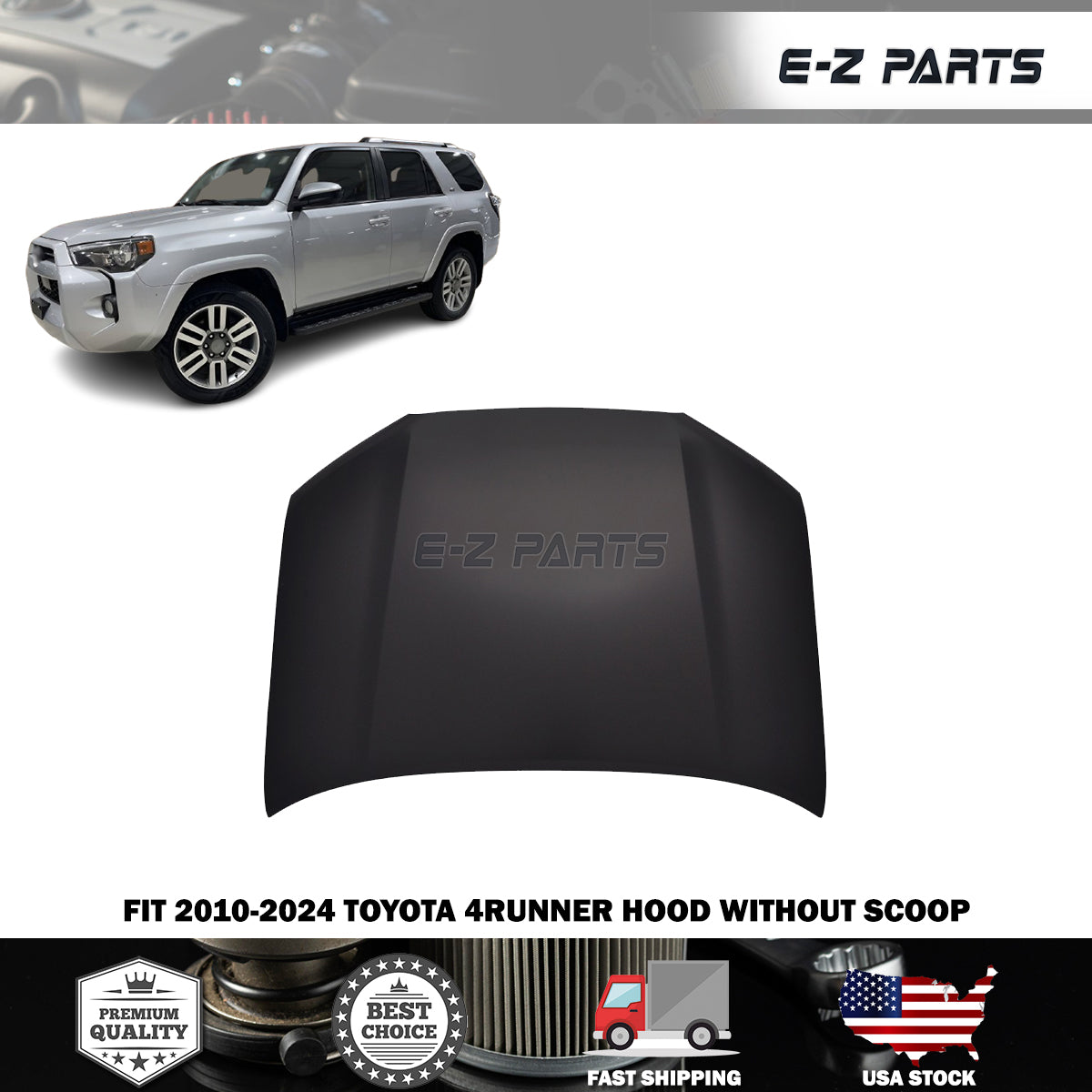 Fit 2010-2024 Toyota 4Runner Hood without Scoop