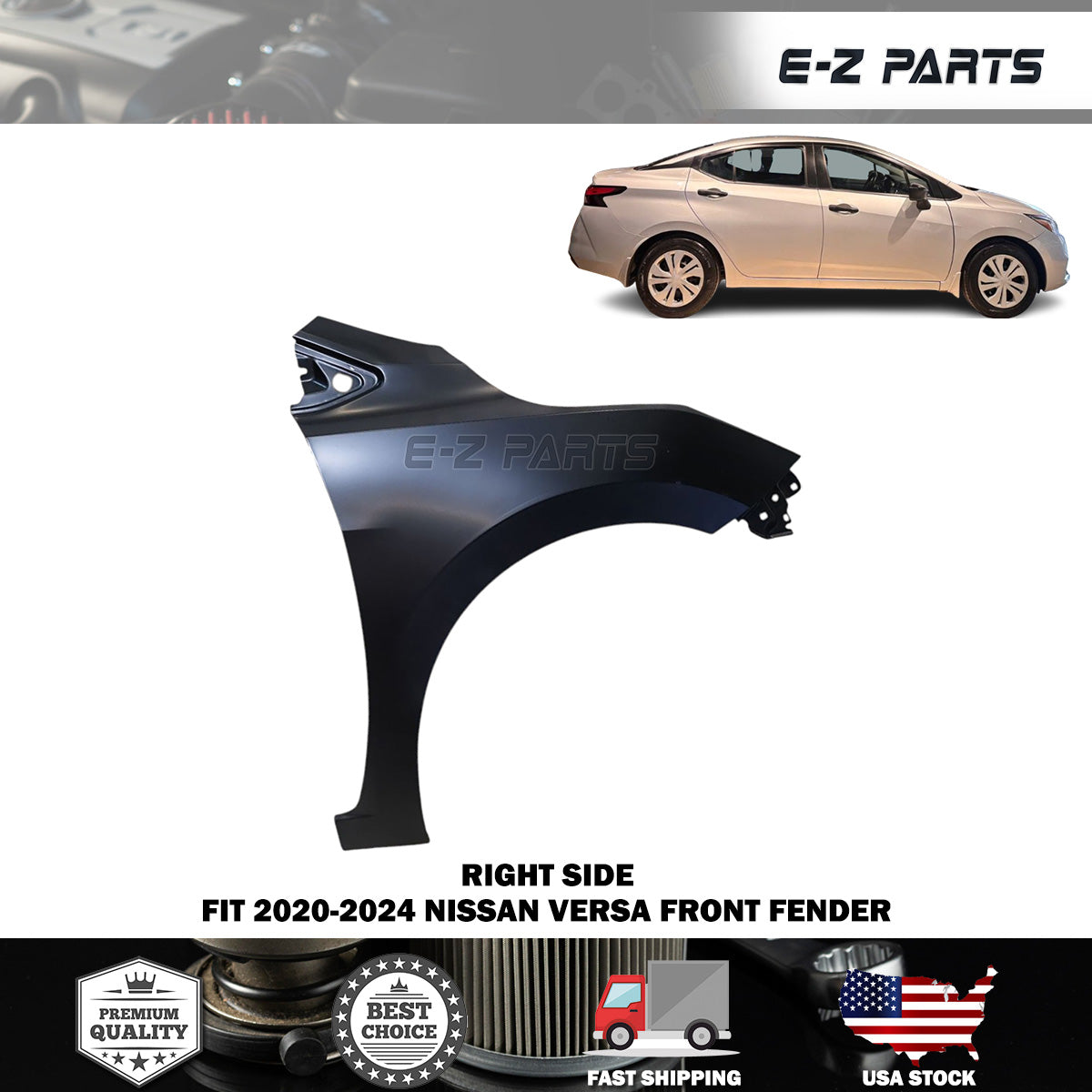 For 2020-2024 Nissan Versa Right Front Fender Passenger Side RH