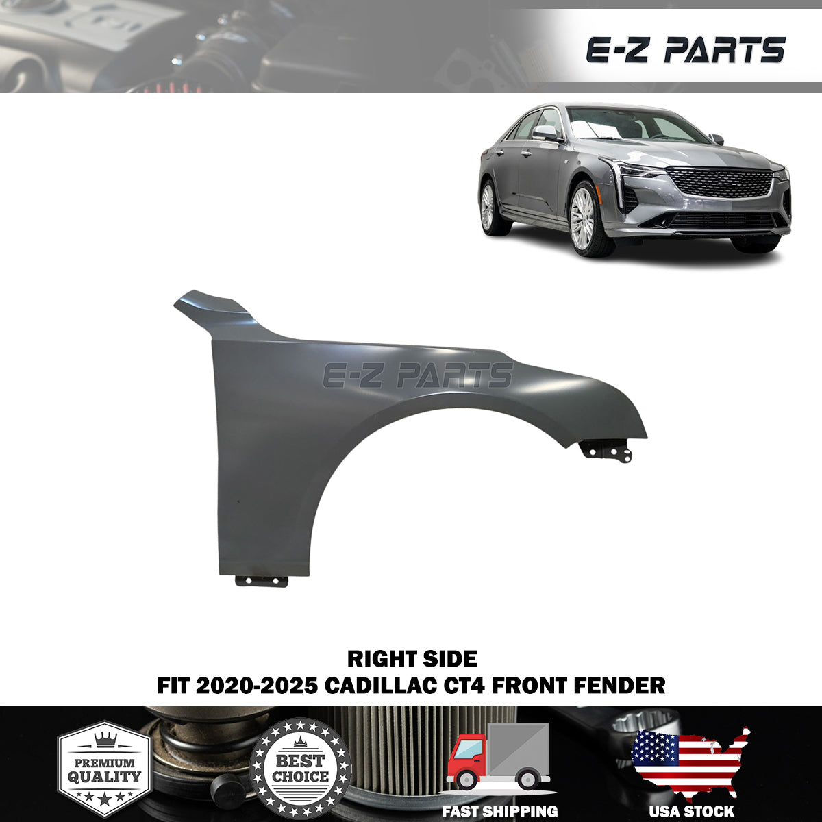 Fit 2020-2025 Cadillac CT4 Right Front Fender Passenger Side RH