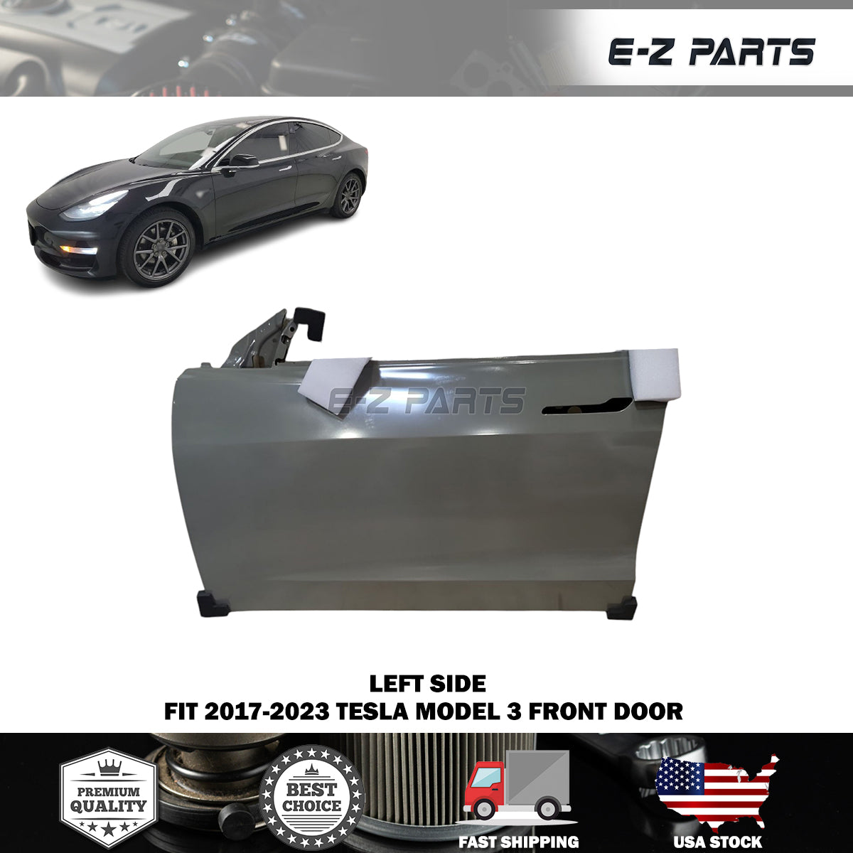 Fit 2017-2023 Tesla Model 3 Left Front Door Driver Side LH