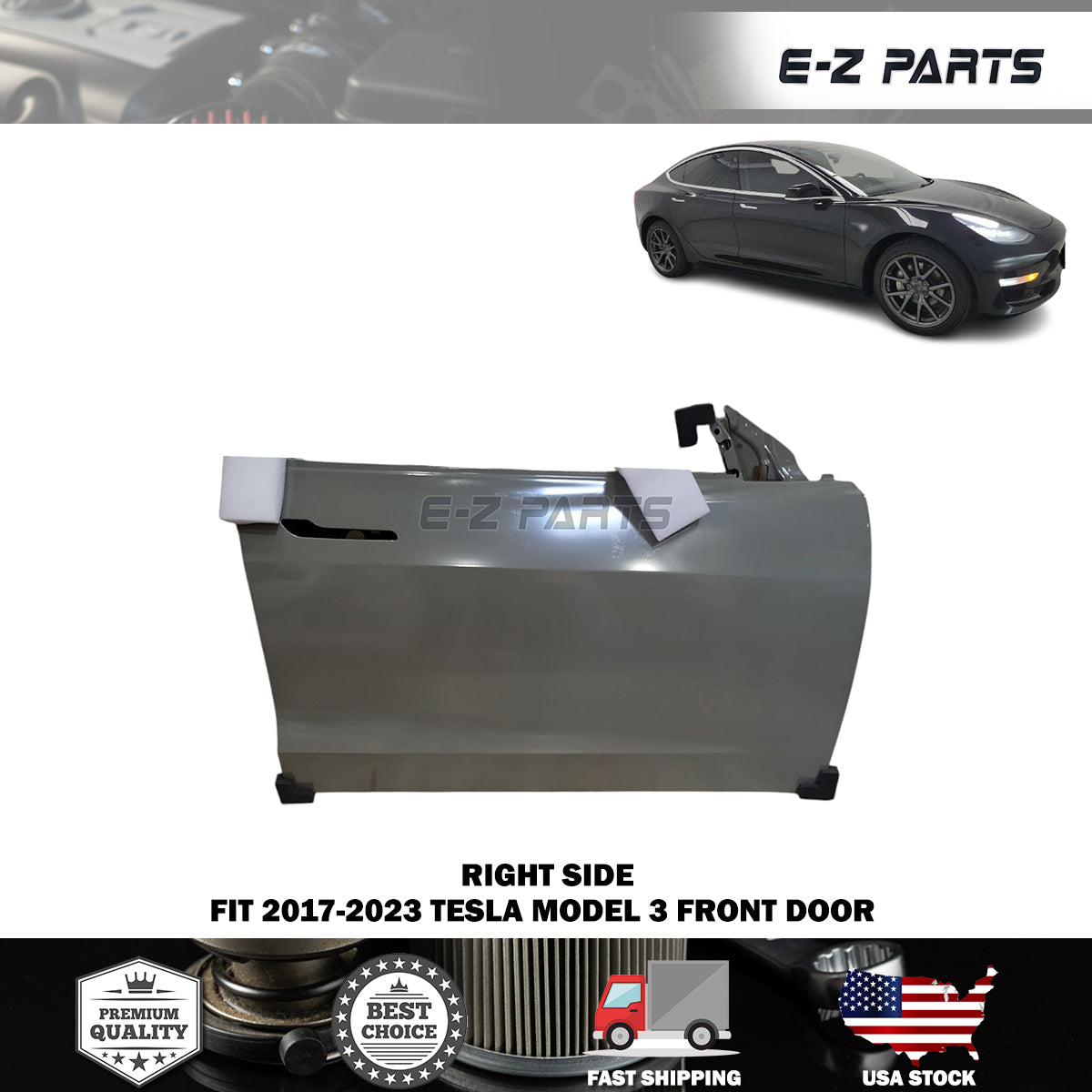 Fit 2017-2023 Tesla Model 3 Right Front Door Passenger Side RH