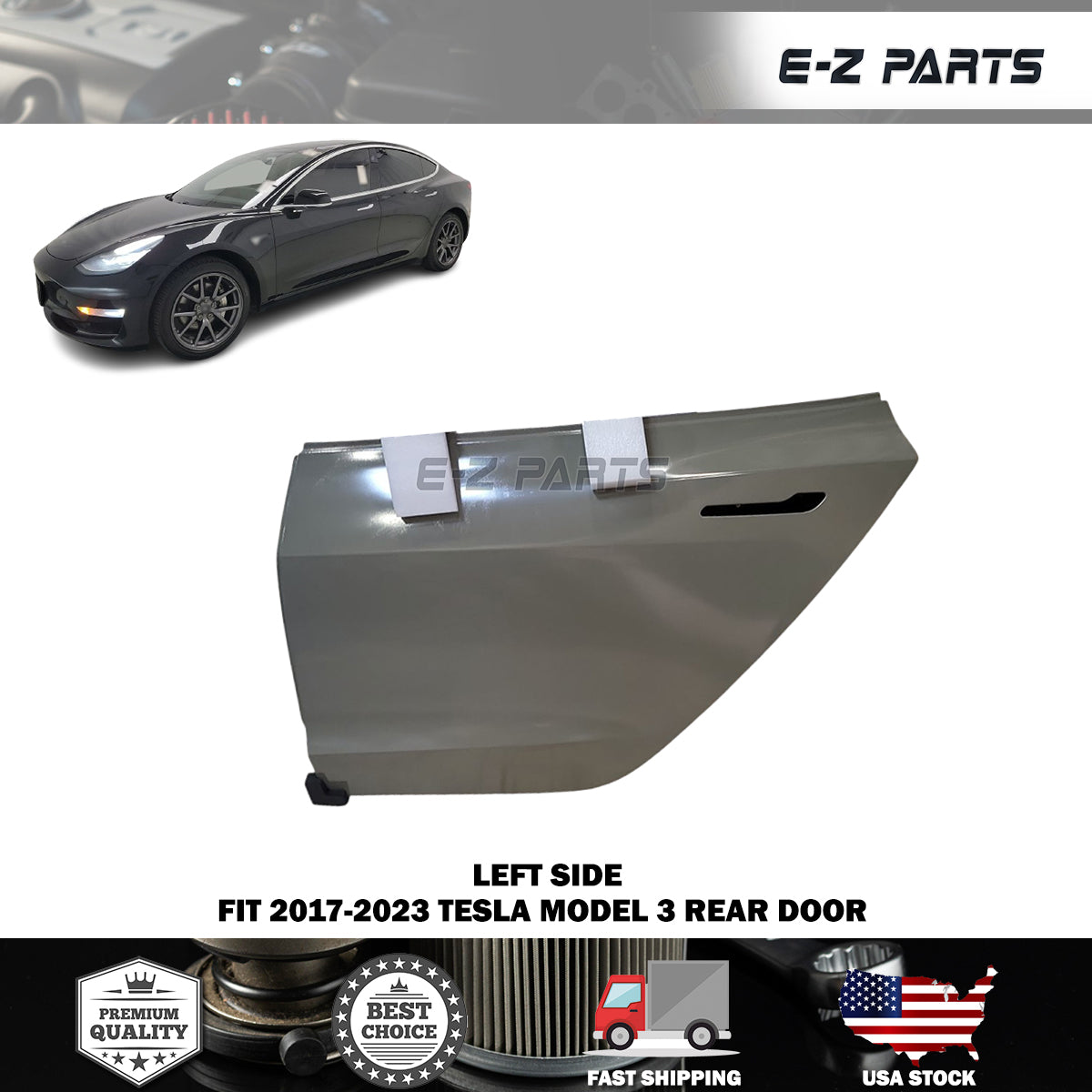 Fit 2017-2023 Tesla Model 3 Left Rear Door Driver Side LH