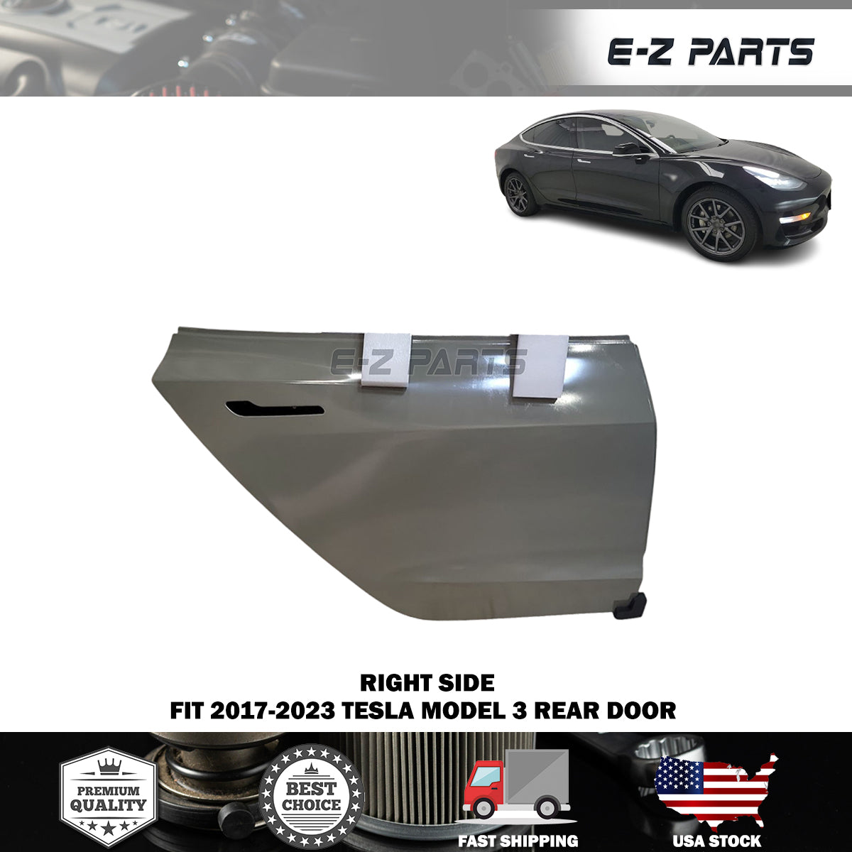 Fit 2017-2023 Tesla Model 3 Right Rear Door Passenger Side RH