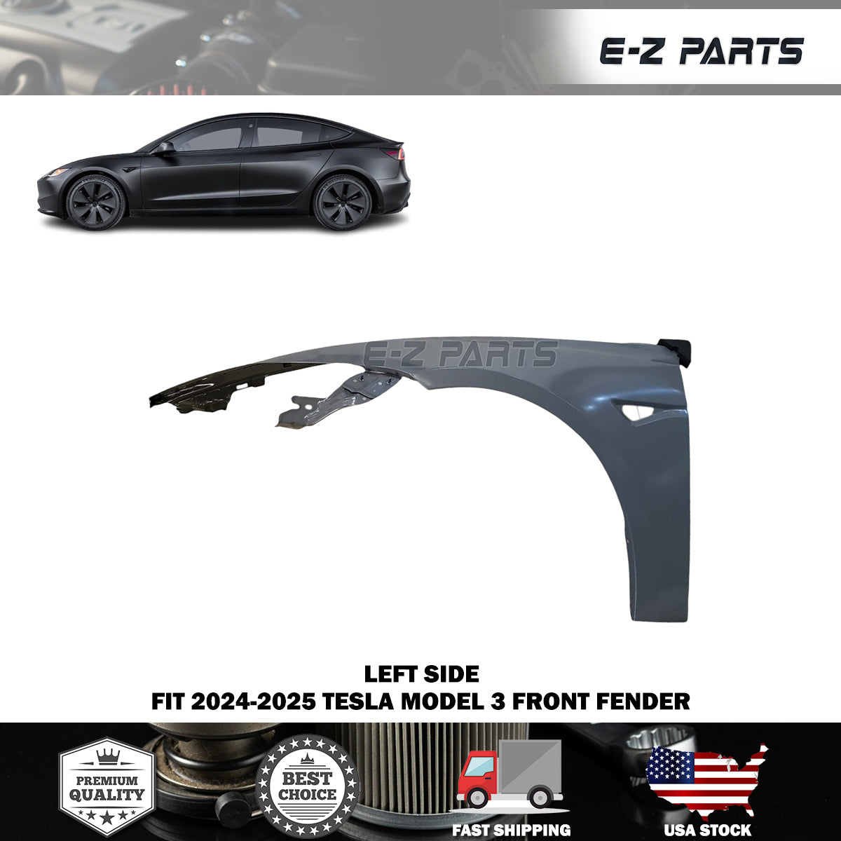 Fit 2024-2025 Tesla Model 3 Left Front Fender Driver Side LH