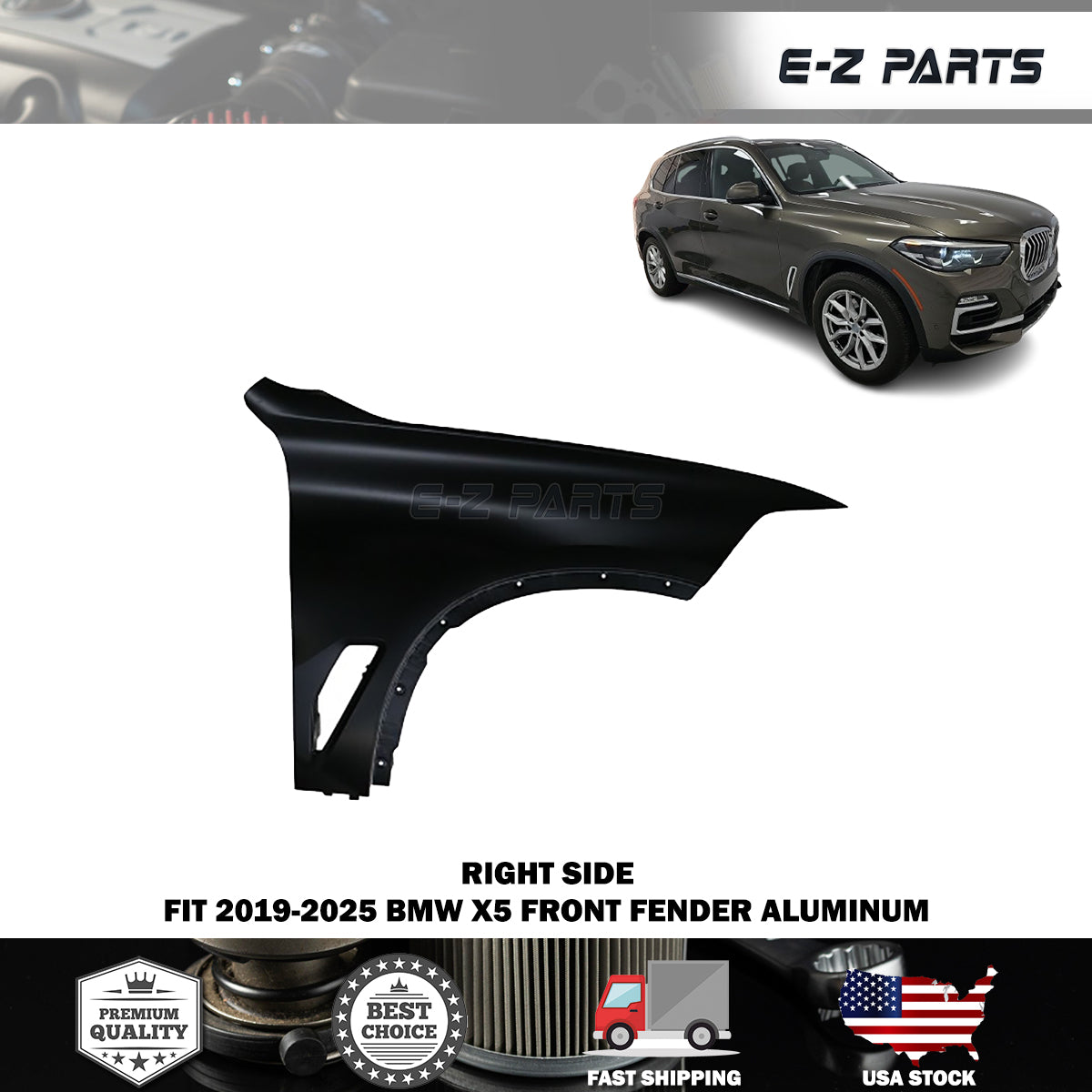 Fit 2019-2025 BMW X5 Right Front Fender Aluminum