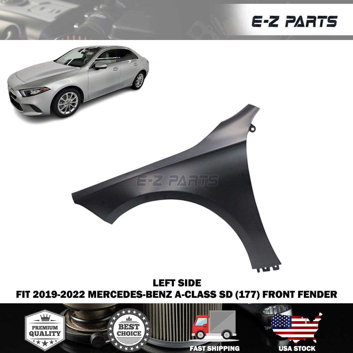 Fit 2019-2022 Mercedes-Benz A-CLASS SD (177) Left Front Fender
