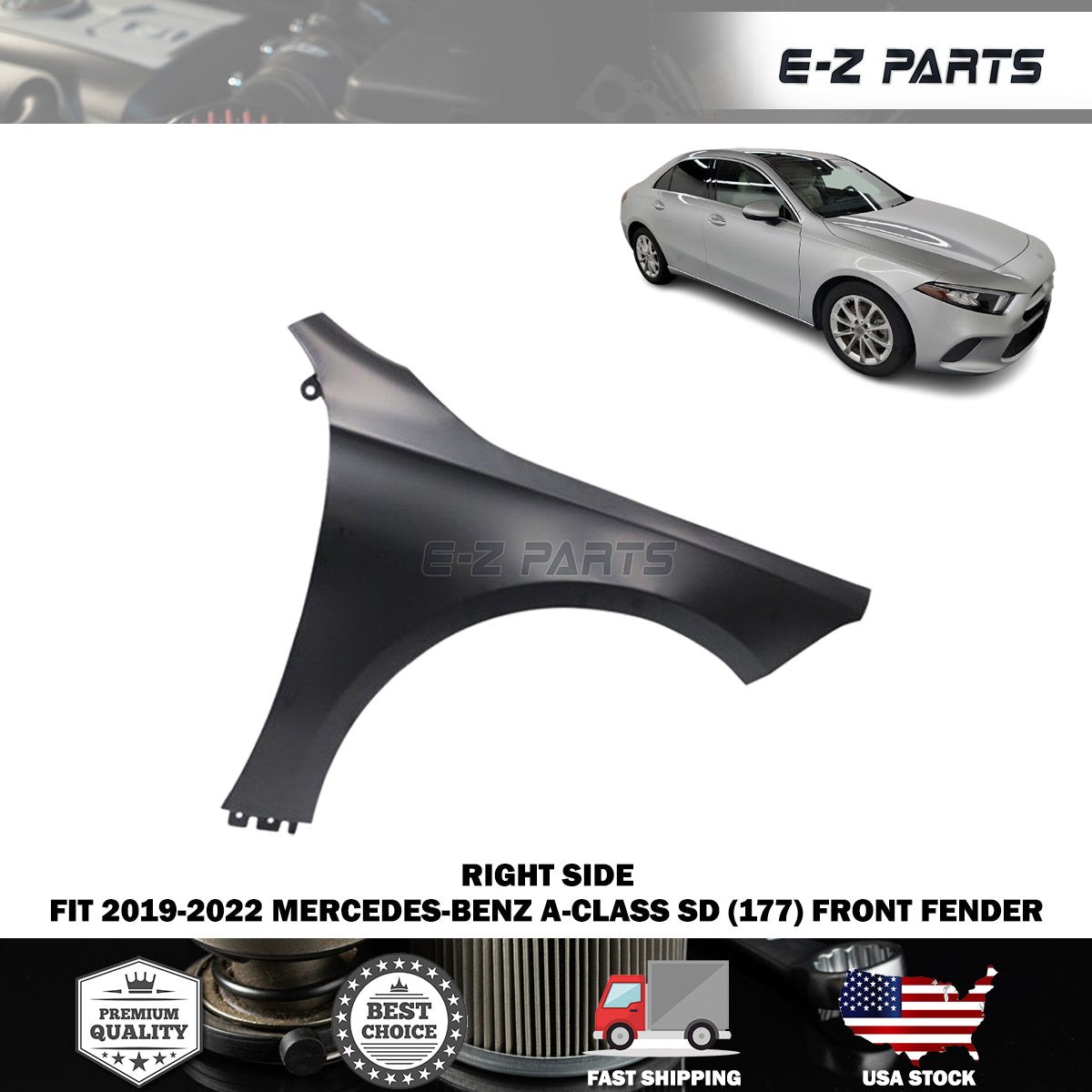 Fit 2019-2022 Mercedes-Benz A-CLASS SD (177) Right Front Fender