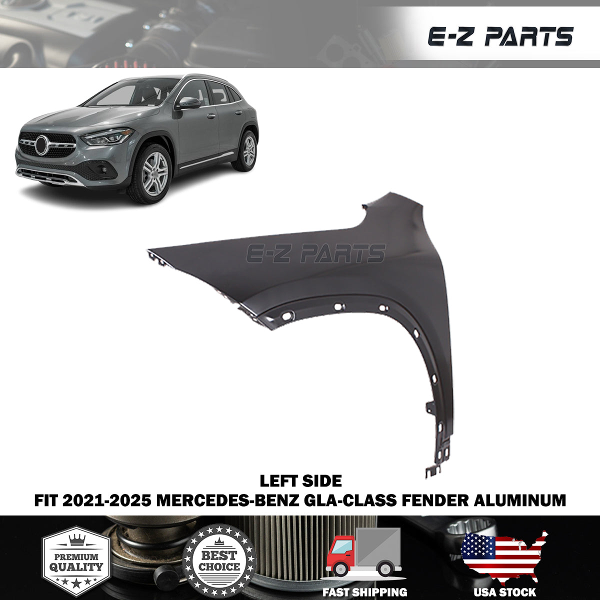 Fit 2021-2025 Mercedes-Benz GLA-CLASS Left Front Fender Aluminum