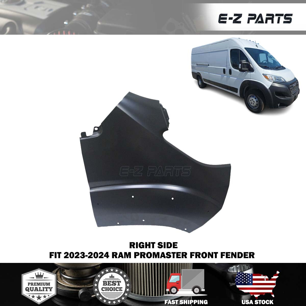 Fit 2023-2024 RAM Promaster Right Fender Passenger Side RH