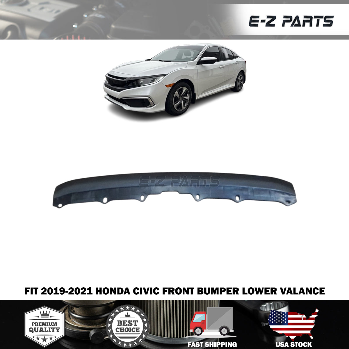 Fit 2019-2021 Honda Civic Front Bumper Lower Valance