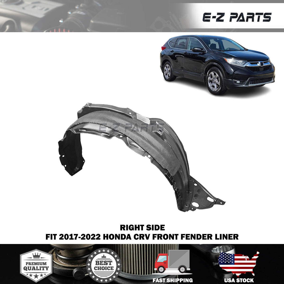 Fit 2017-2022 Honda CRV Right Front Fender Liner Passenger Side RH
