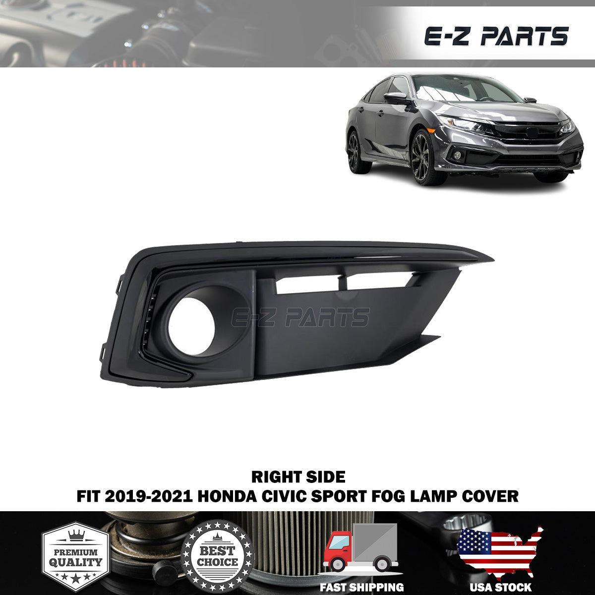 Fit 2019-2021 Honda Civic Sport Right Fog Lamp Cover