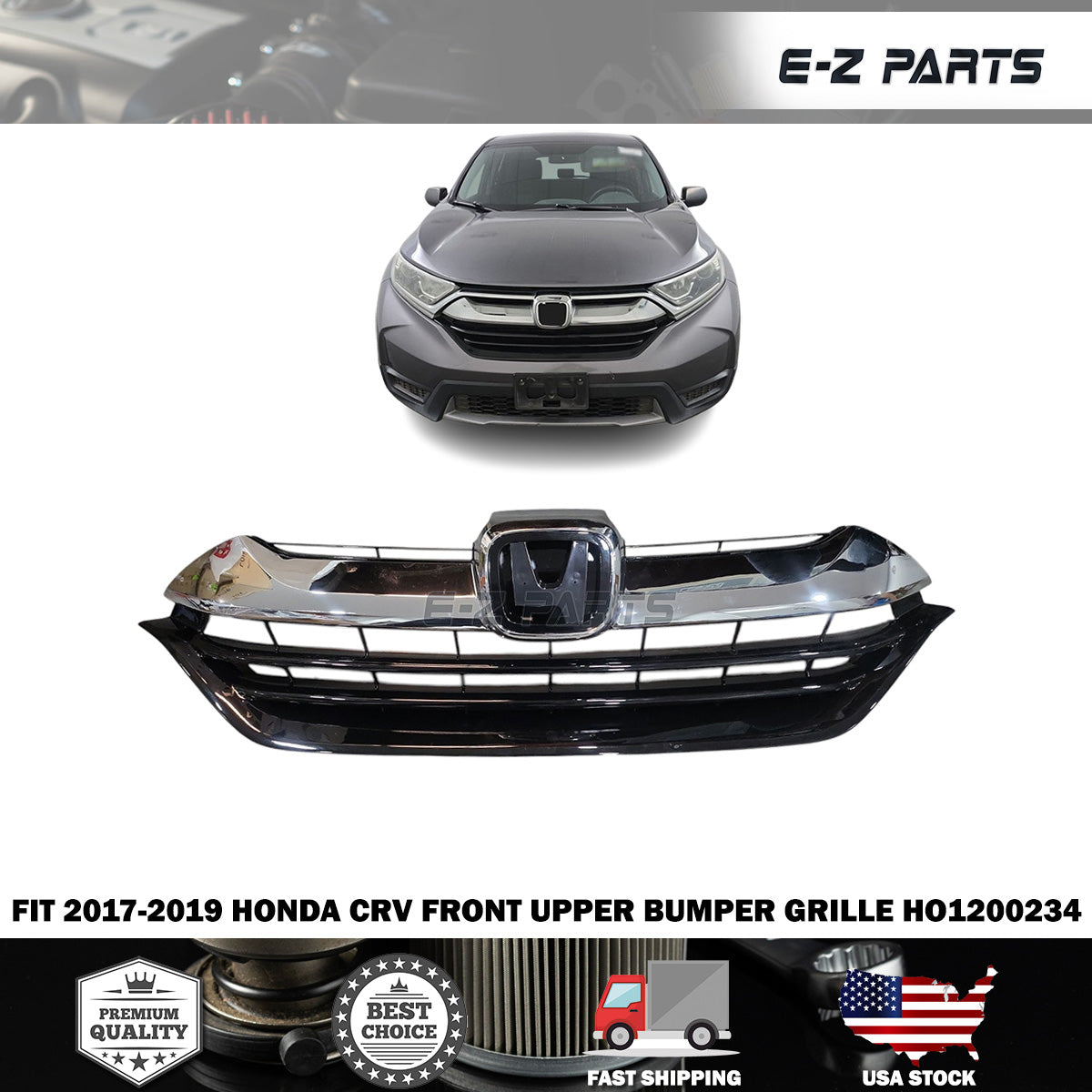 Fit 2017-2019 Honda CRV Front Upper Bumper Grille HO1200234