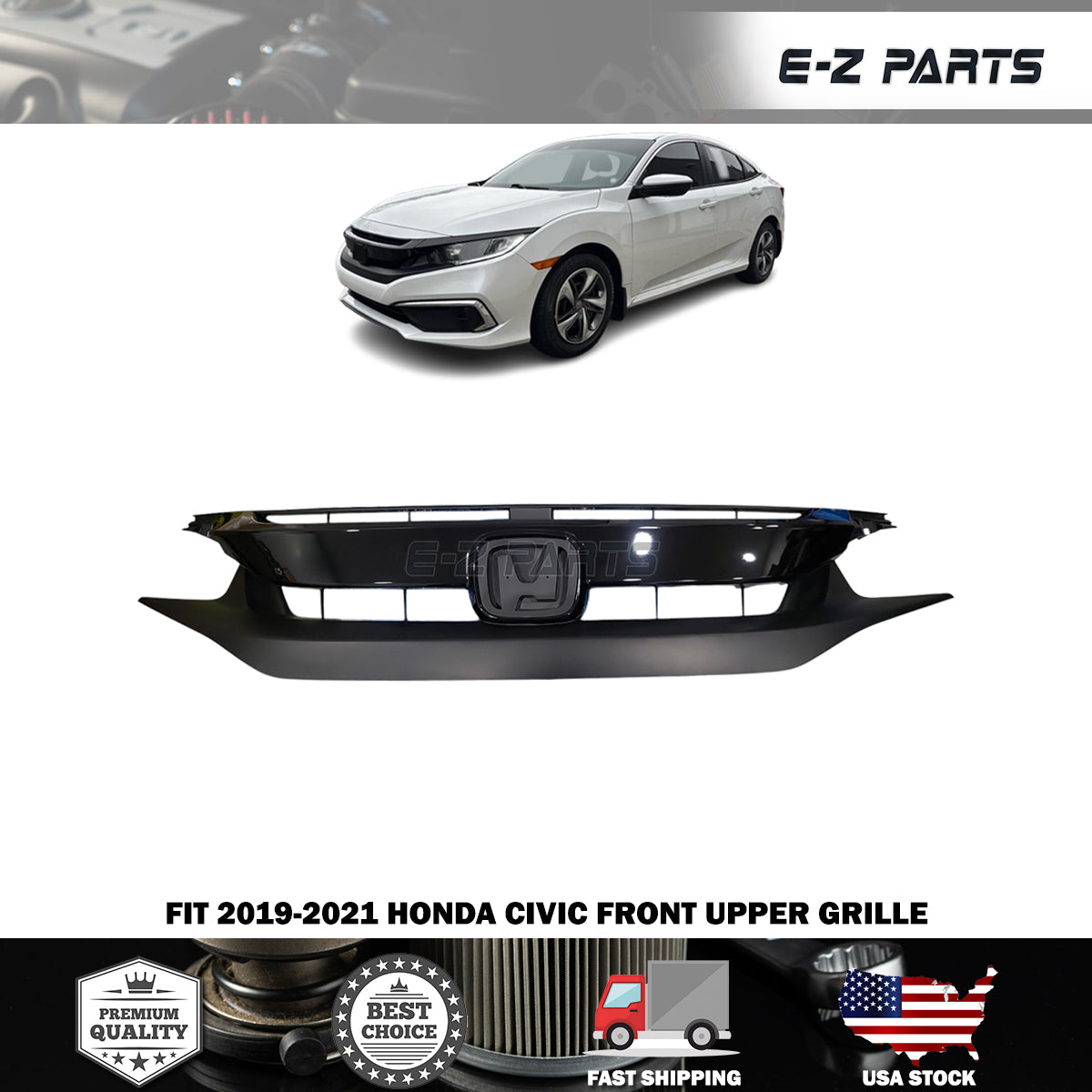 Fit 2019-2021 Honda Civic Front Upper Grille