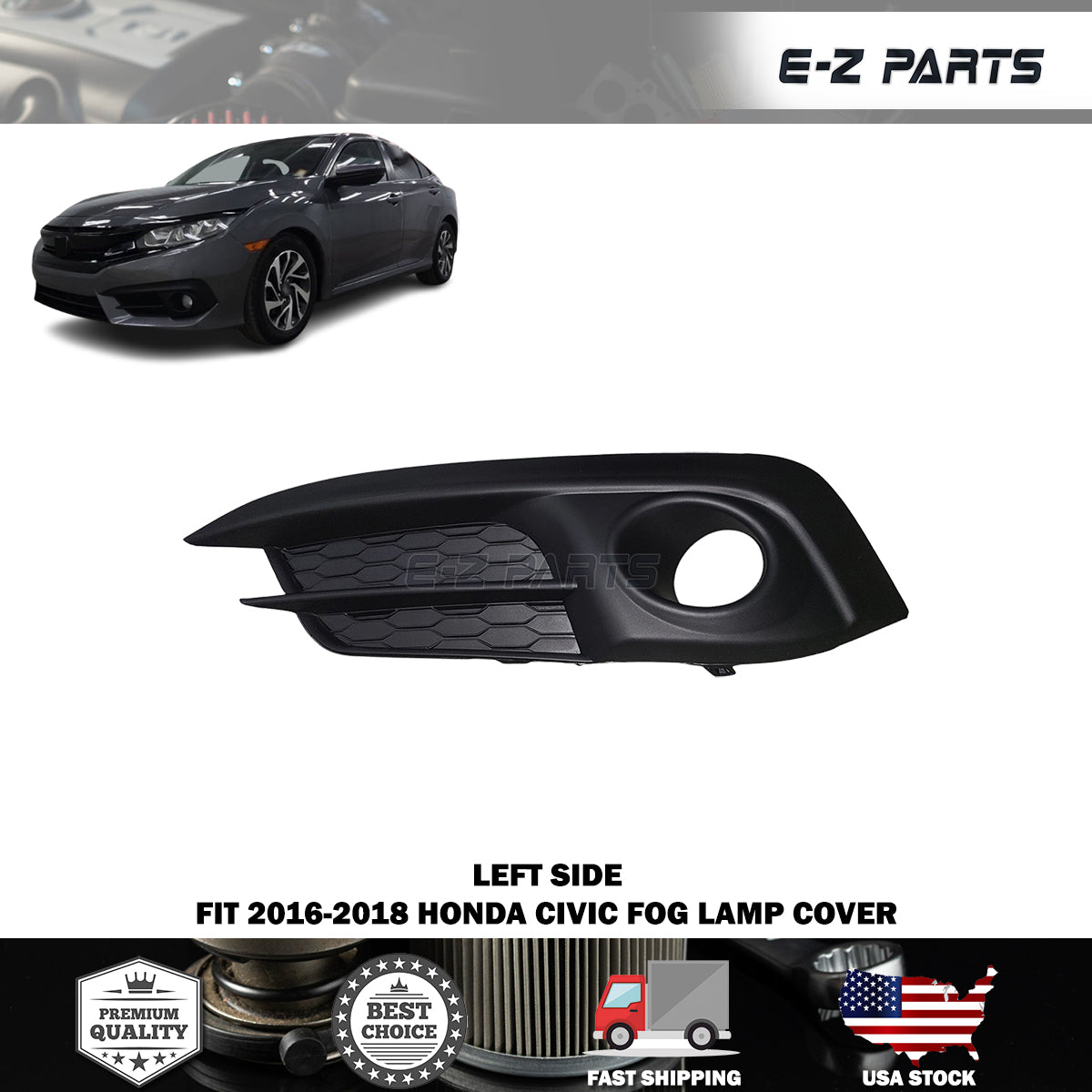 Fit 2016-2018 Honda Civic Left Side Fog Lamp Cover