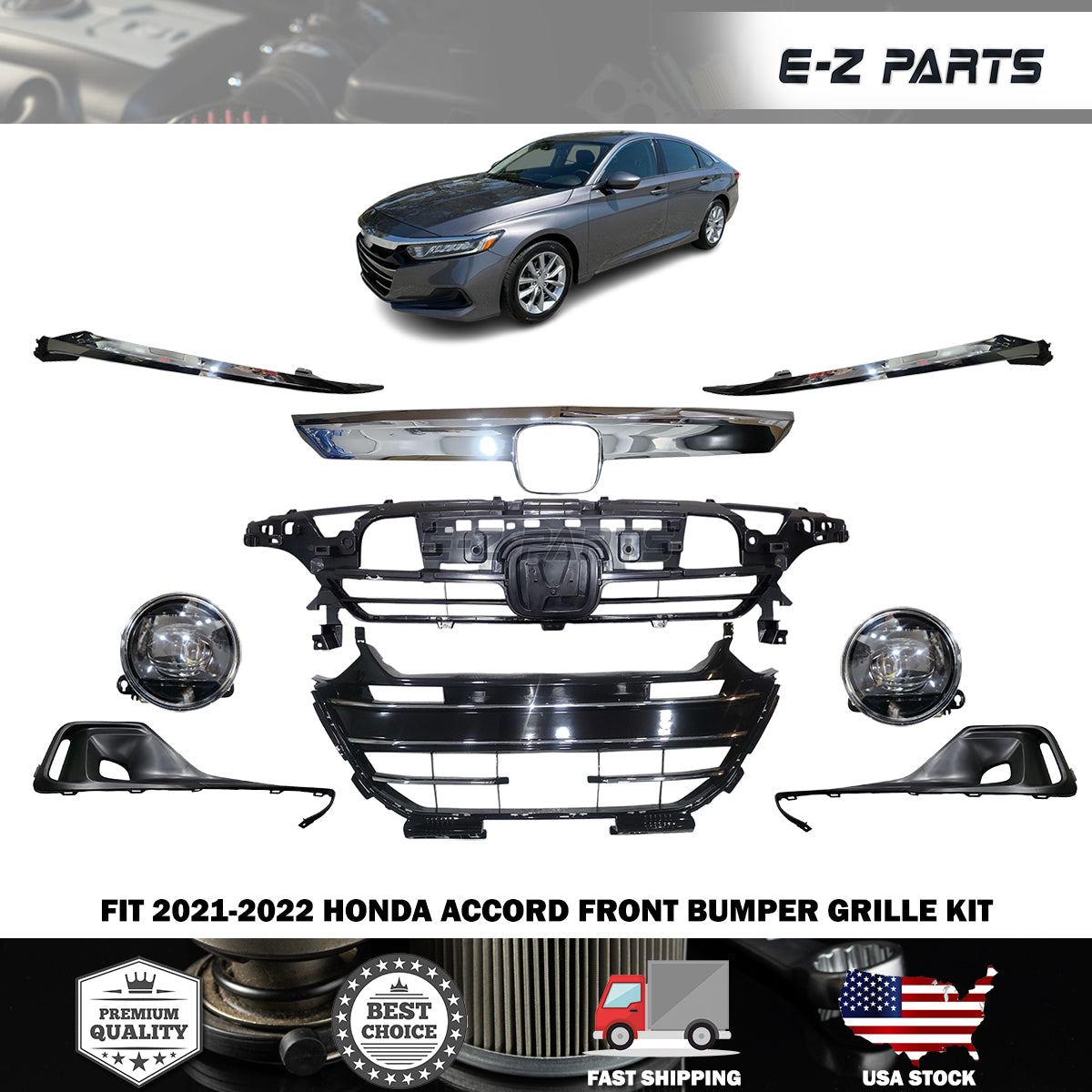 Fit 2021-2022 Honda Accord Front Bumper Grille Kit