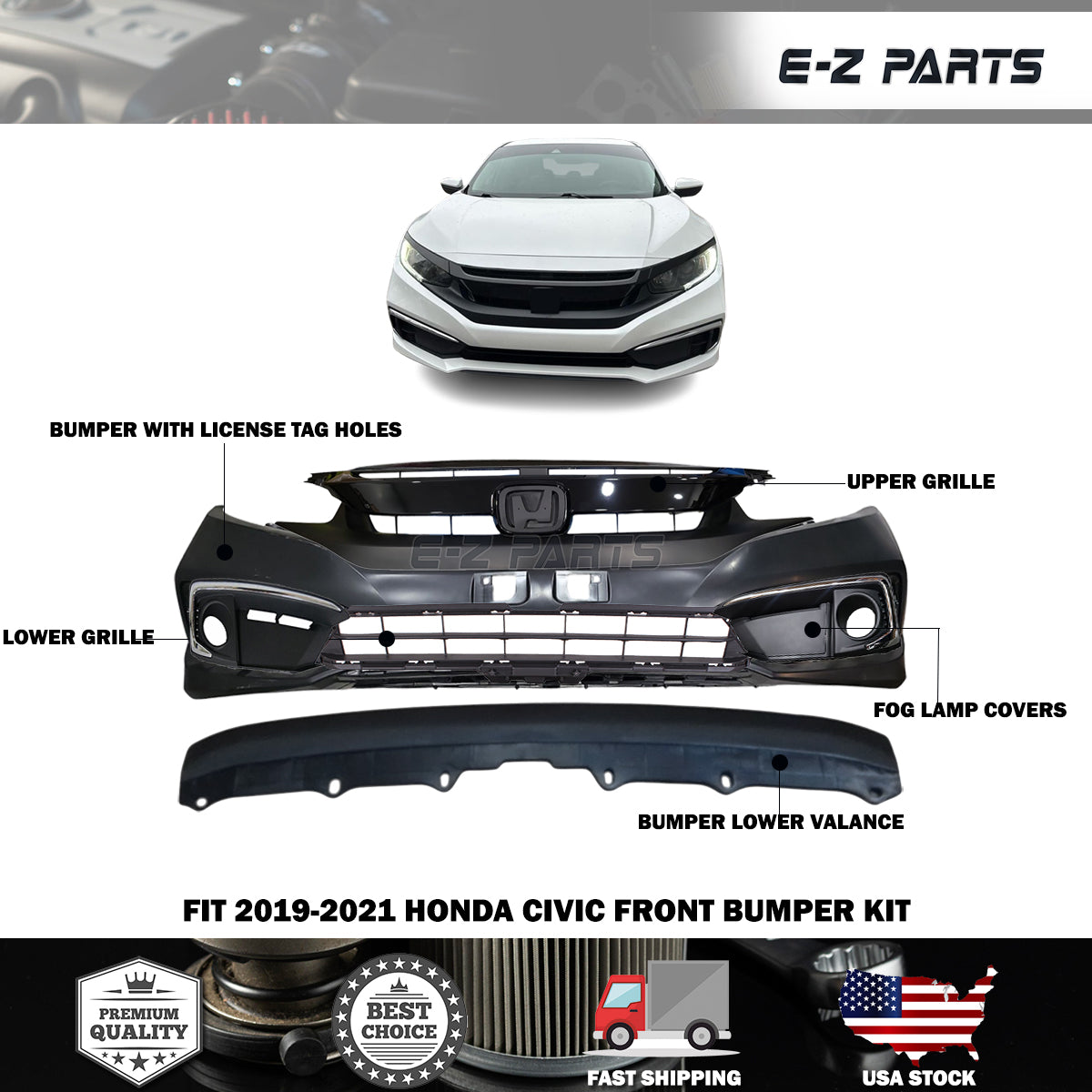 Fit 2019-2021 Honda Civic Front Bumper Kit