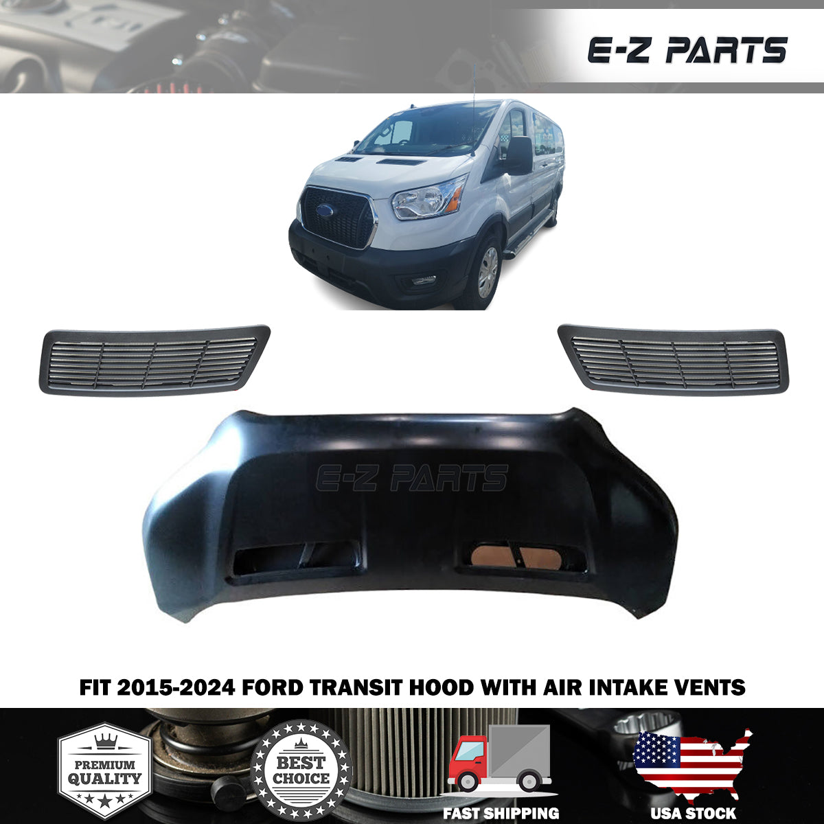 Fit 2015-2024 Ford Transit Hood with Air Intake Vents