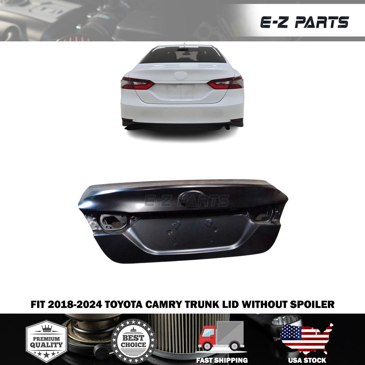 Fit 2018-2024 Toyota Camry Trunk Lid without Spoiler
