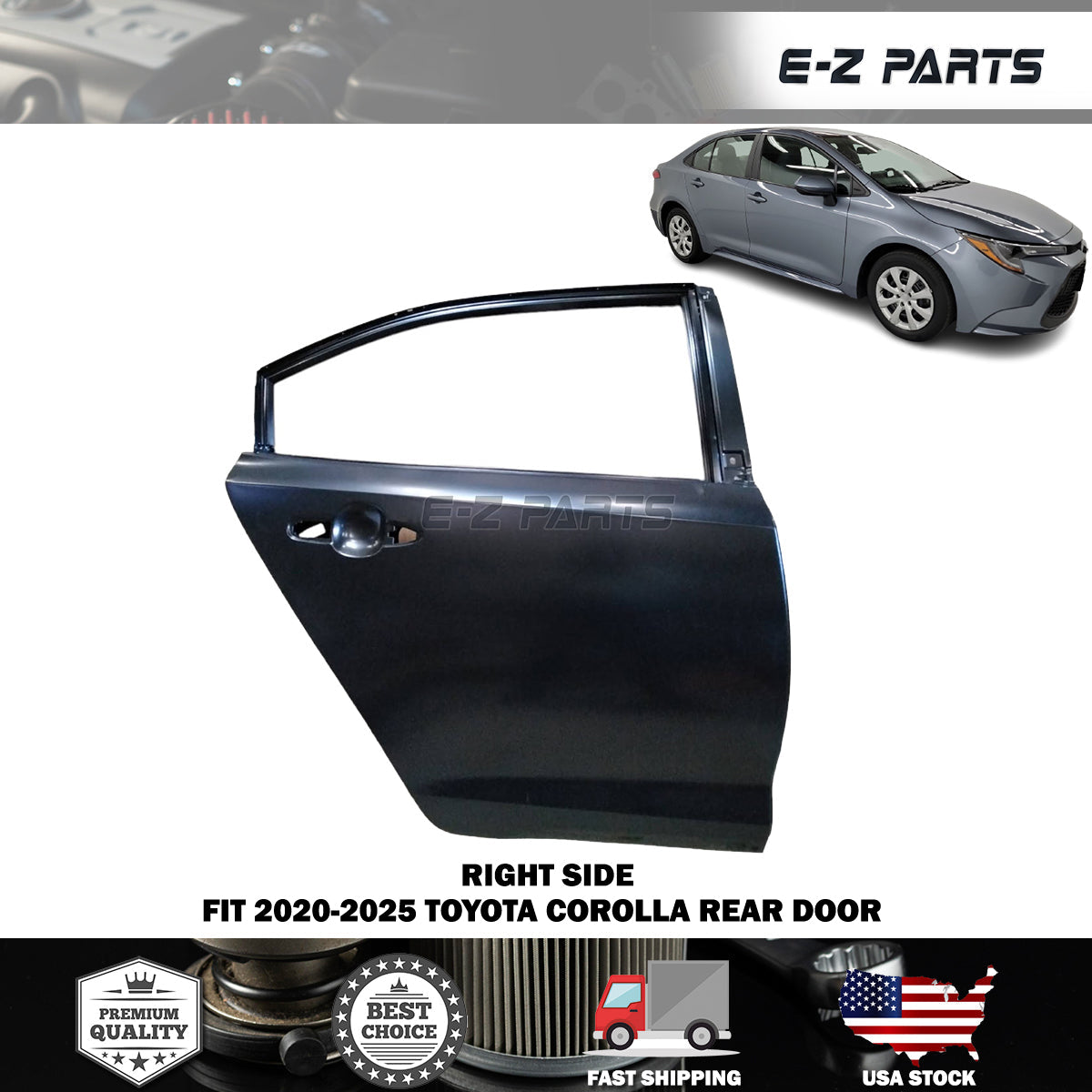 Fit 2020-2025 Toyota Corolla Right Rear Door Sedan Passenger Side RH