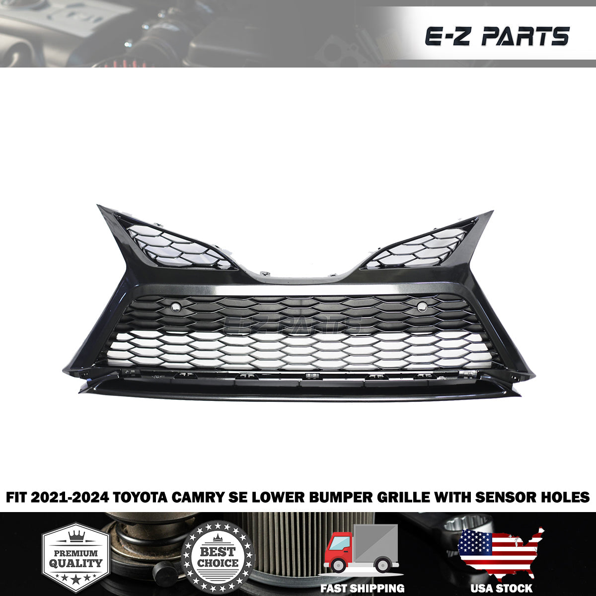For 2021-2024 Toyota Camry SE Lower Bumper Grille With Sensor Holes
