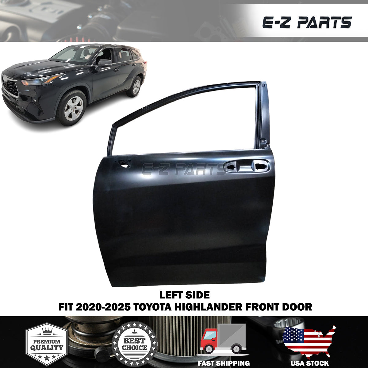 Fit 2020-2025 Toyota Highlander Left Front Door Driver Side LH