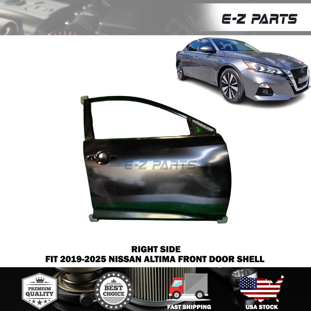 Fit 2019-2025 Nissan Altima Right Front Door Shell Passenger Front