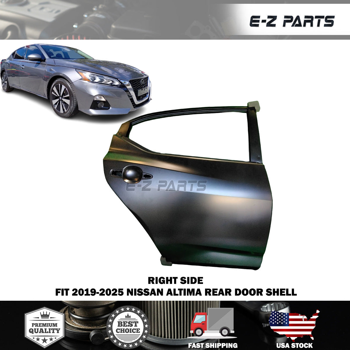 Fit 2019-2025 Nissan Altima Right Rear Door Shell Passenger Rear