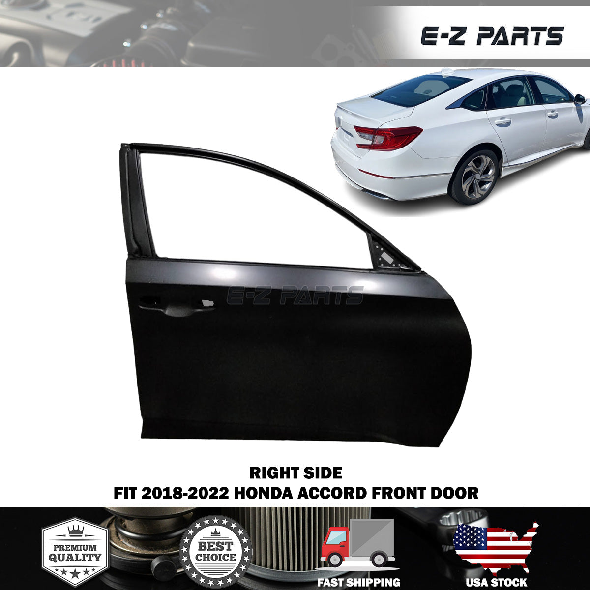 Fit 2018-2022 Honda Accord Right Front Door Passenger Side RH