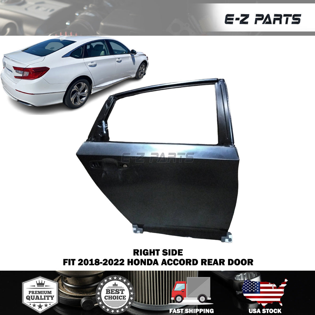 Fit 2018-2022 Honda Accord Right Rear Door Passenger Side RH