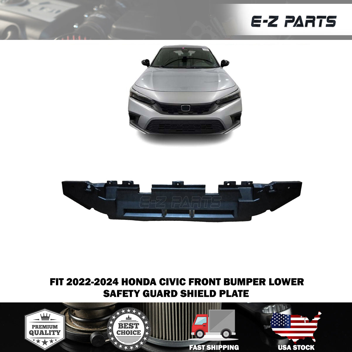 Fit 2022-2024 Honda Civic Front Bumper Lower Safety Guard Shield Plate