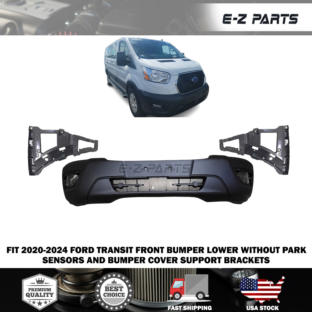 Fit 2020-2024 Ford Transit Front Bumper Lower without Park Sensors and Brackets