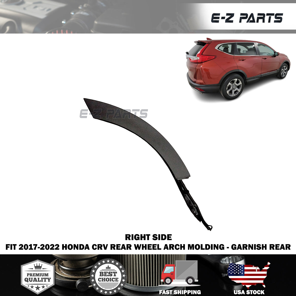 Fit 2017-2022 Honda CRV Right Rear Wheel Arch Molding - Garnish Rear