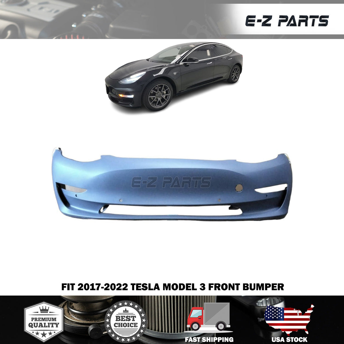 Fit 2017-2022 Tesla Model 3 Front Bumper