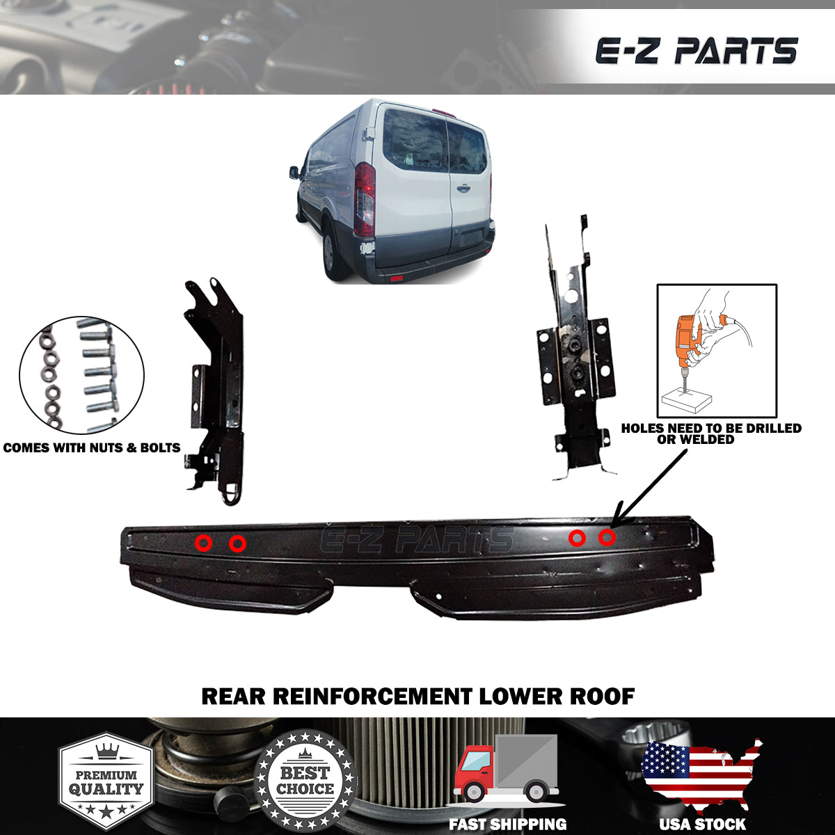 Fit 2015-2022 Ford Transit Rear Reinforcement Lower Roof