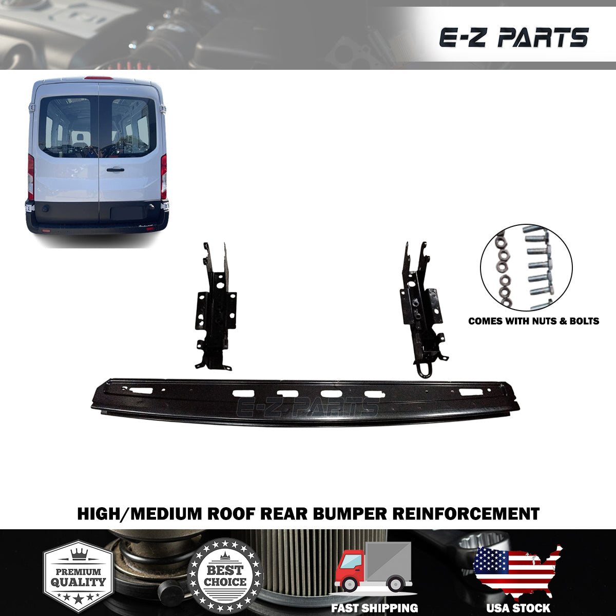 Fit 2015-2022 Ford Transit High/Medium Roof Rear Bumper Reinforcement Cross Member