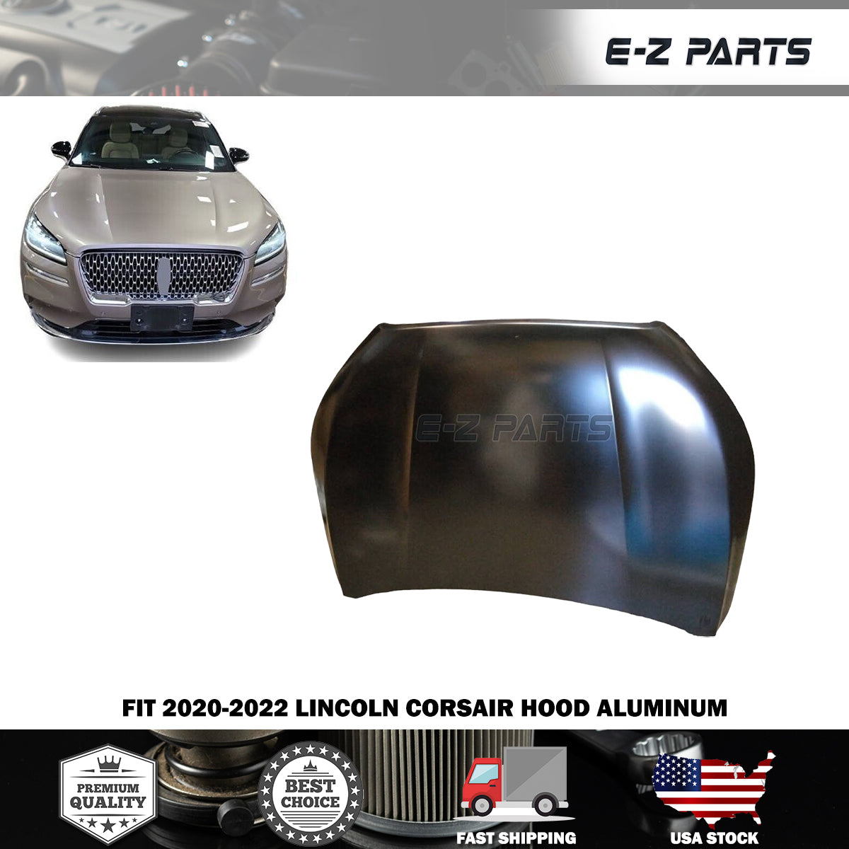 Fit 2020-2022 Lincoln Corsair Hood Aluminum